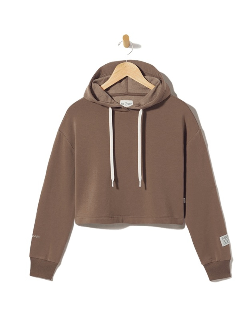 Cropped Hooded Sweatshirt in Mauve-Brown